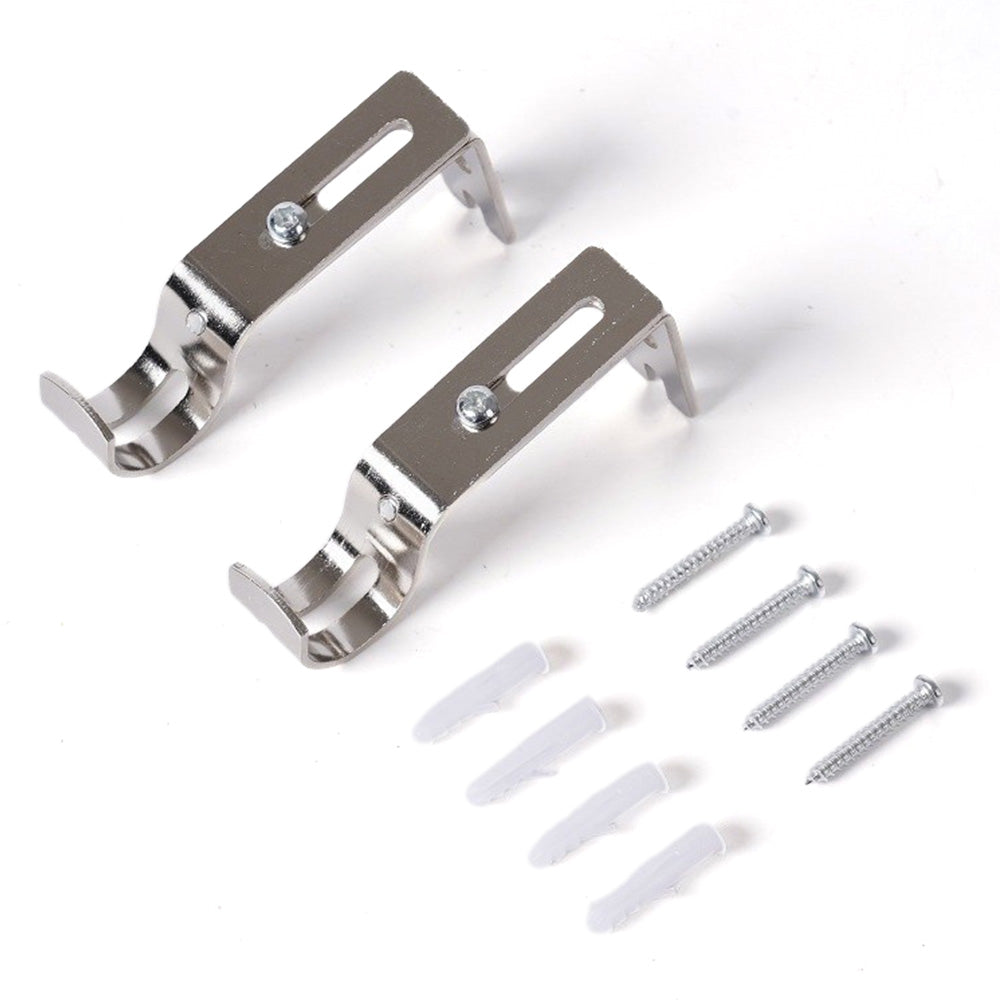 2PCS Adjustable Curtain Rod Brackets ââ‚?Wall Mount Holders for Drapes Sliver