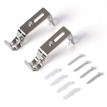 2PCS Adjustable Curtain Rod Brackets ââ‚?Wall Mount Holders for Drapes Sliver