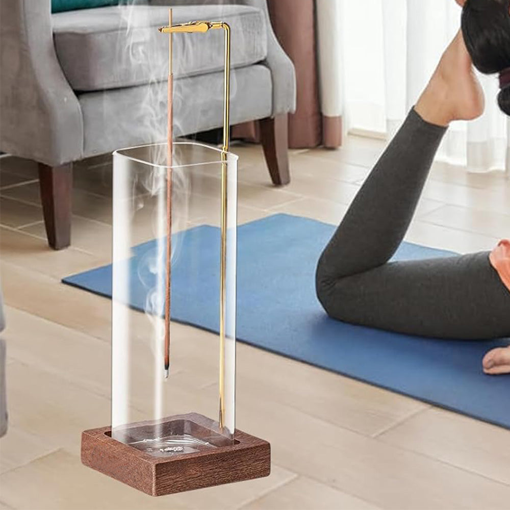 Hanging Incense Burner with Glass Ash Catcher for Home Meditation