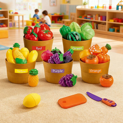 Kids Pretend Play Cutting Food Set Educational Toy for Preschool Learning