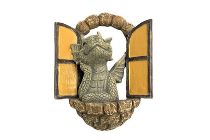 Courtyard Dragon Gate Statue Resin Carving Ornament Window Garden Dragon Meditating Sculpture Decorative Dragon-Style 1