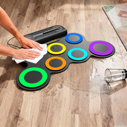 Electric Drum Set Kids Drum Pad and Sticks Portable Roll Up Drums Practice Pad