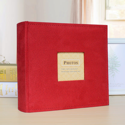 200 Photo Album with Memo Space Storage Book- Red