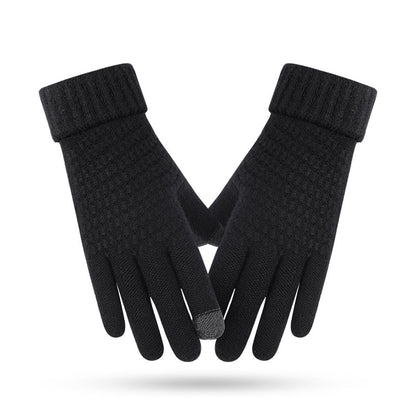 Pair of Winter Thermal Warm Gloves Touchscreen Sports Knit Gloves Black