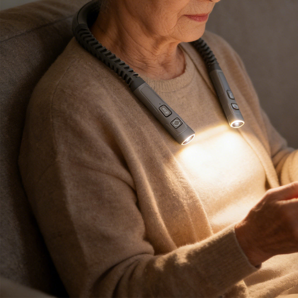 LED Book Light Adjustable Brightness Neck Reading Light for Knitting Repairing-Black