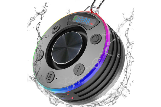 Bluetooth 5.3 Shower Speaker Water-resistant Wireless Speaker With Suction Cup Shower Radio For Outdoor-Black