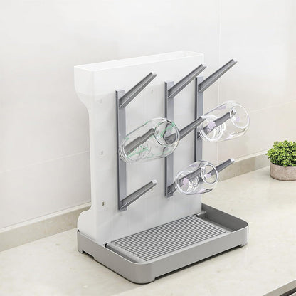 Detachable Bottle Drying Rack for 12 Bottles Space Saving Countertop Vertical Rack with Brushes Holder Grey