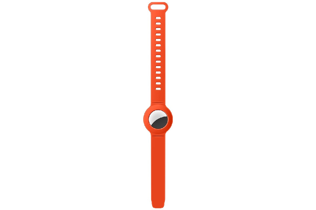 Silicone Watch Band AirTag Bracelet  Kids Silicone Watch Bands Anti-Scratch Films Wristband for Apple AirTag-Orange
