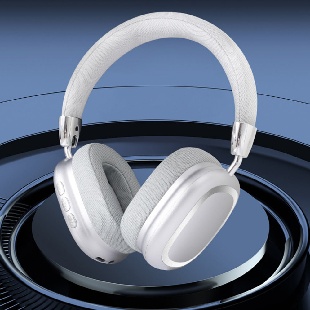 Bluetooth 5.3 Wireless Headphones Stereo Earphones Over Ear Headset Silver