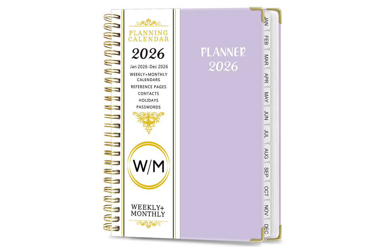 2026 Planner Weekly Monthly A5 Daily Organizer January to December Notebook -Purple and Cyan