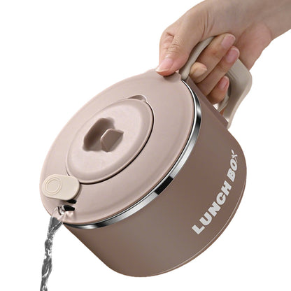 1200ML Large Ramen Bow with Lid Spoon Storage Bag-Brown