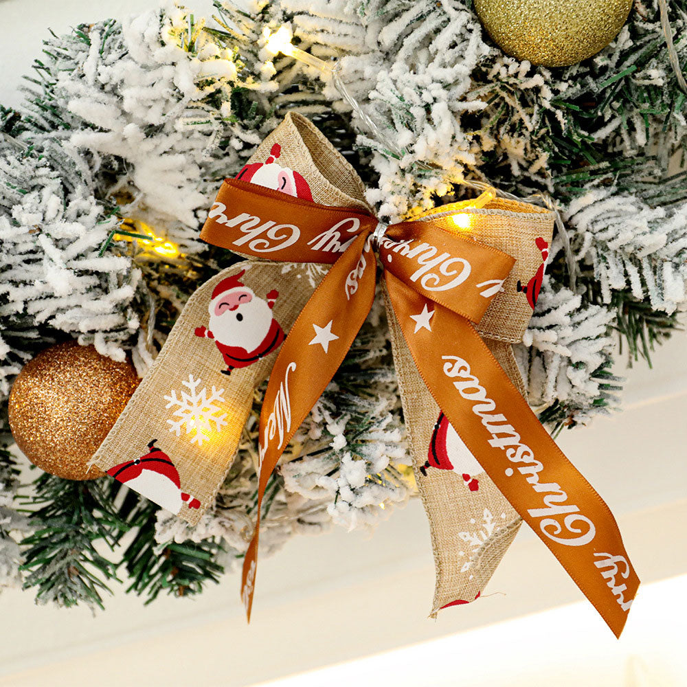 Christmas Wreath Decor Xmas Hanging Garland with String Light for Home Party