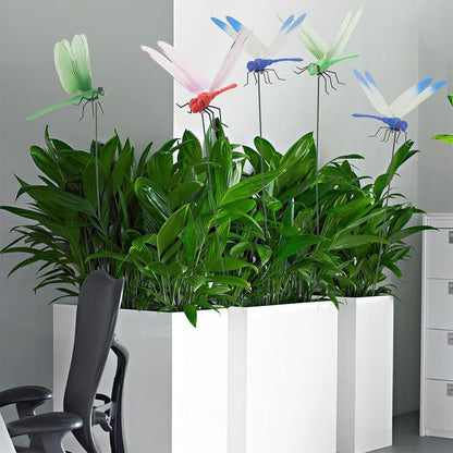 6Pcs Outdoor Fake Dragonfly Rod Clip Garden Metal Dragonfly Clip Decor