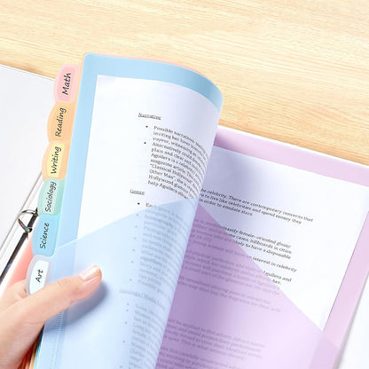2 Pieces Plastic Binder Dividers with Tabs A4 Subject Dividers