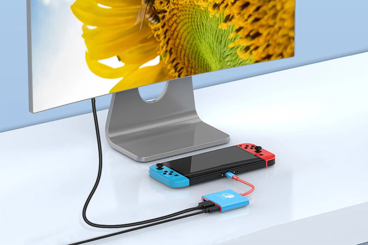 3-in-1 Dock for Nintendo Switch OLED TV Docking Station - Blue and Red