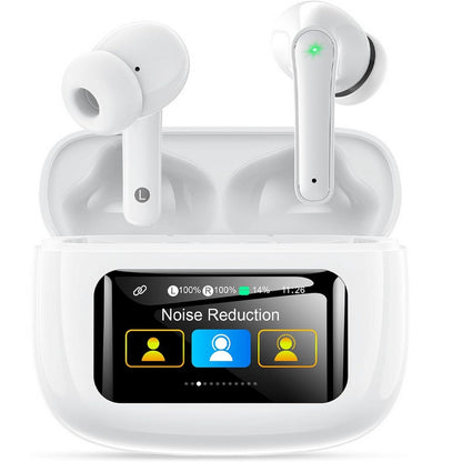 Wireless Earbuds Bluetooth Headphones with ANC Noise Cancelling and LED Display Case-White