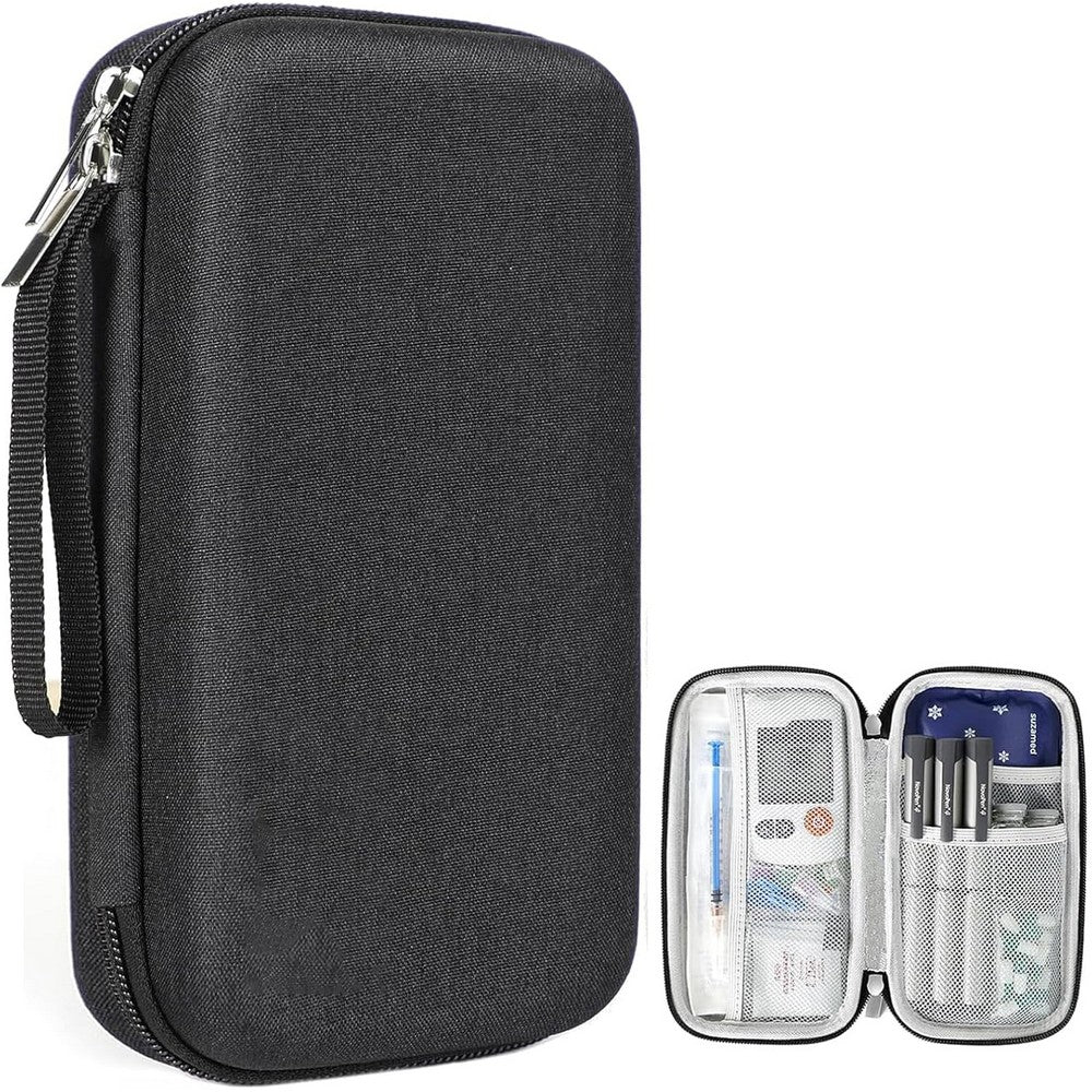 Insulin Cooler Travel Case EVA Insulation Travel Medicine Kit for Diabetes Care-Black