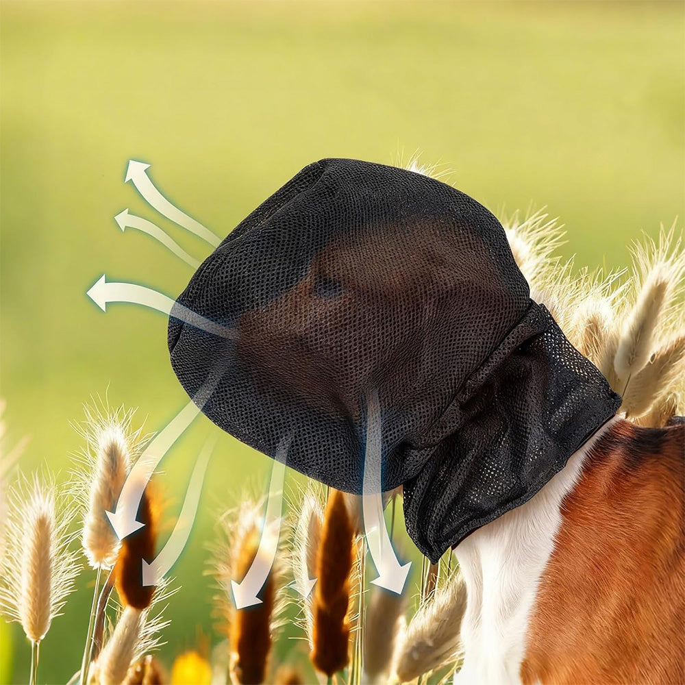 Breathable Mesh Dog Face Hood for Hiking Camping and Walking