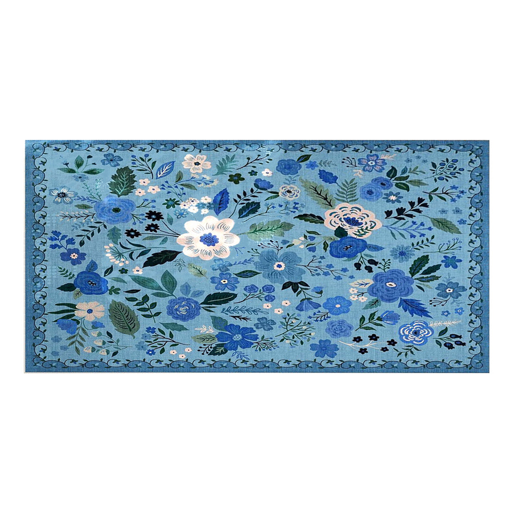 Floral Door Mat Non-slip Floor Mat for Entryway Kitchen Room Blue