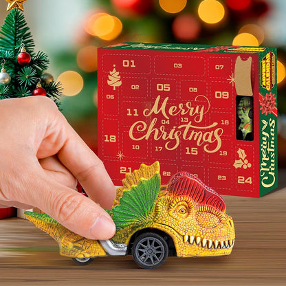 Dinosaur Cars Advent Calendar Christmas Countdown Blind Box Pull-Back Toy Set