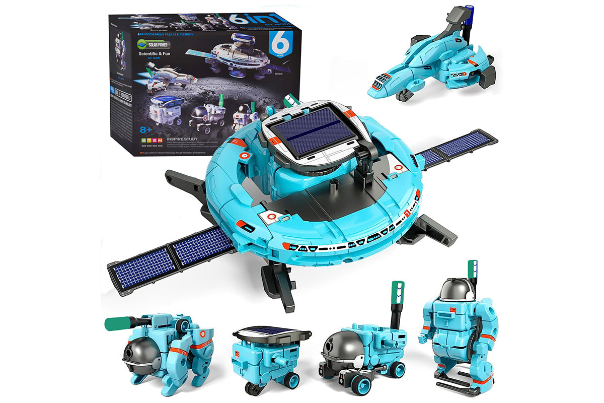 6-in-1 Solar Robot Science Kit Solar Robot Kit STEM Toys for Christmas Gift-Blue