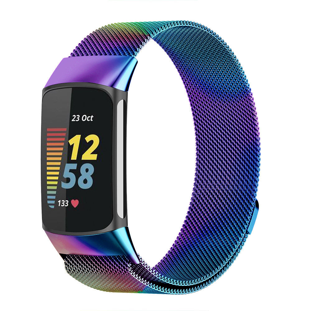 For Fitbit Charge 5 Replacement Stainless Steel Magnet Strap Milanese Band Colorful