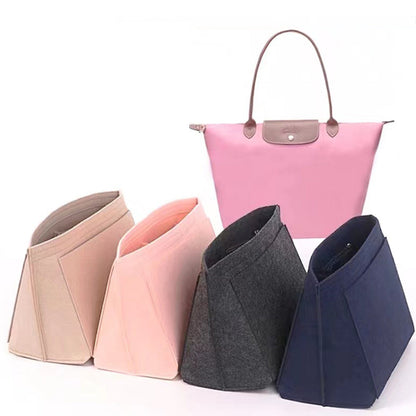 Felt Purse Insert Organizer Interior Zipper Storage Bag for Handbag Tote Bag Insert Bag Navy