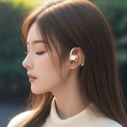 Open Ear Headphone Bluetooth Wireless Earbud Sport Over Ear Earhooks LED Power Display Earphone Beige