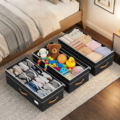 Large Capacity Under Bed Storage with Wheels Lid Handle