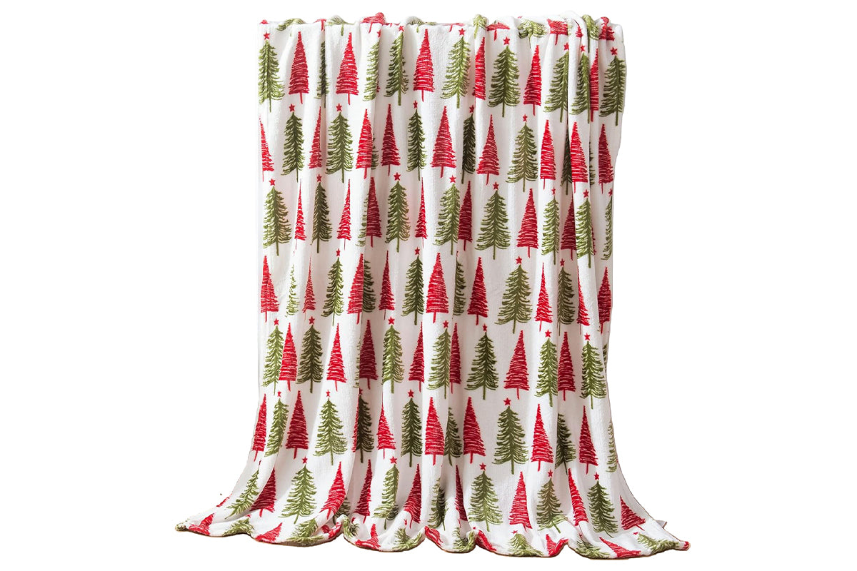 Breathable Christmas Blanket Elegant Comfort Luxury Velvet Fleece Christmas Tree Blanket Cozy Throws for Winter Bedding-Christmas Tree