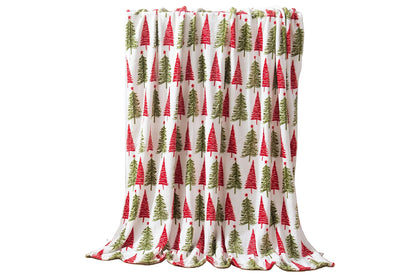 Breathable Christmas Blanket Elegant Comfort Luxury Velvet Fleece Christmas Tree Blanket Cozy Throws for Winter Bedding-Christmas Tree