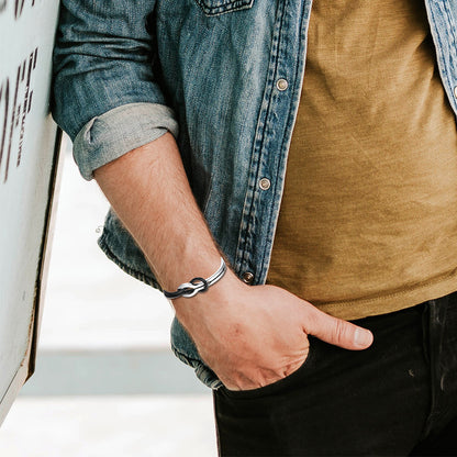 PU Leather Bracelet Geometric Stainless Steel Mens Bracelet
