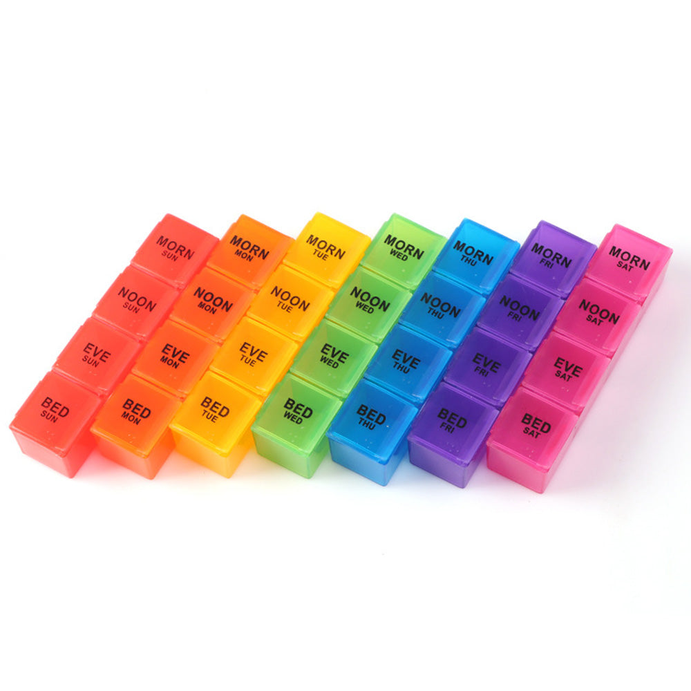 Weekly Pill Organizer Individual Medicine Containers for Vitamins Supplements-Colorful