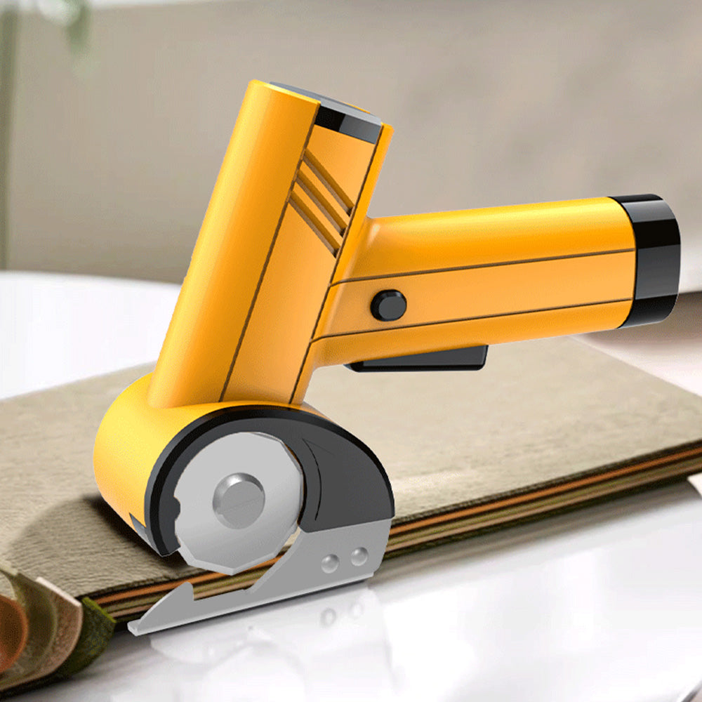 Cordless Electric Scissors with 2 Blades for Thin Cardboard Box Carpet Leather-Yellow