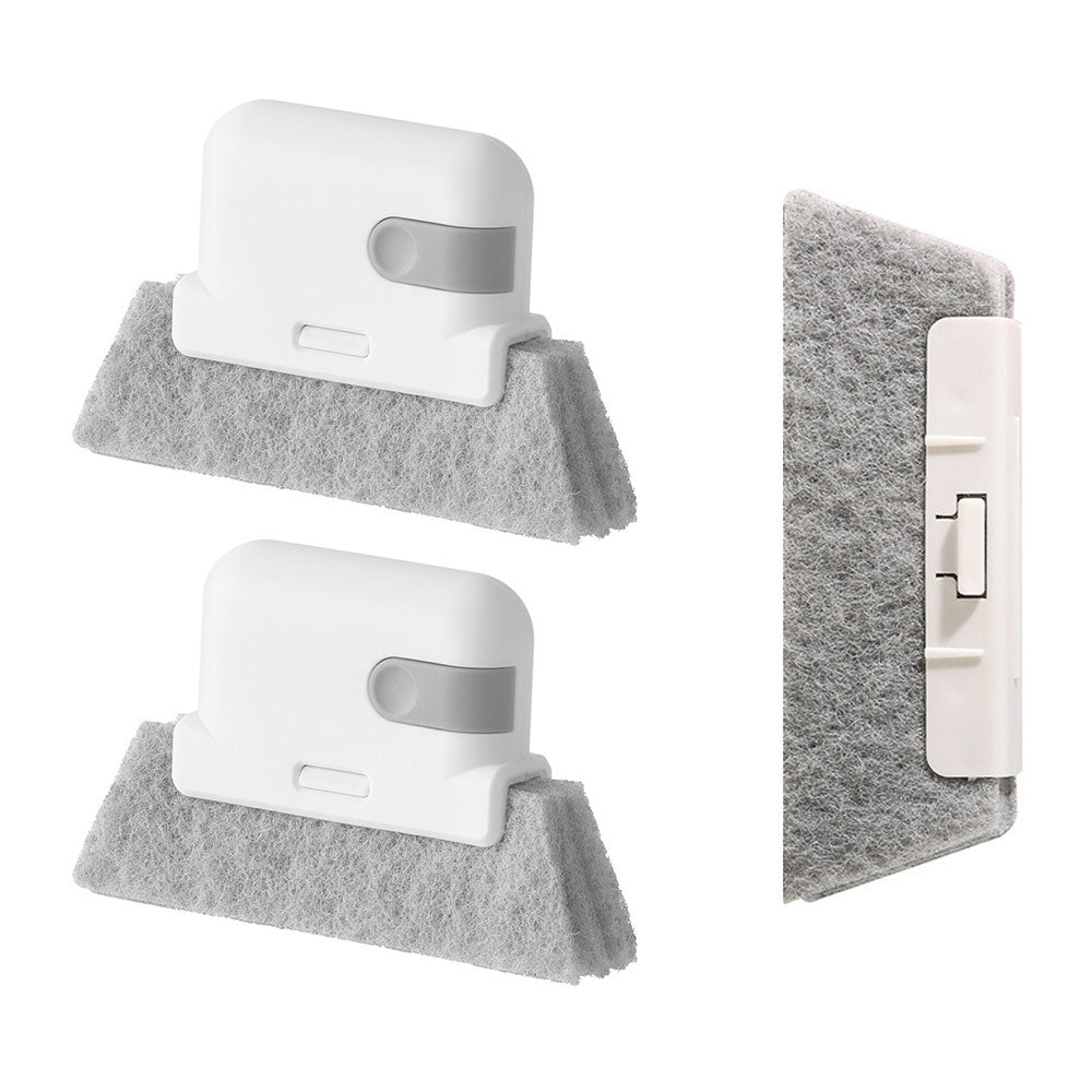 2-in-1 Window Rail Cleaning Tool Track Cleaning Brush Gap Groove Sliding Cleaner with Scraper