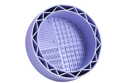 Makeup Brush Cleaning Mat With Brush Makeup Brush Cleaning Holder Bowl-Purple