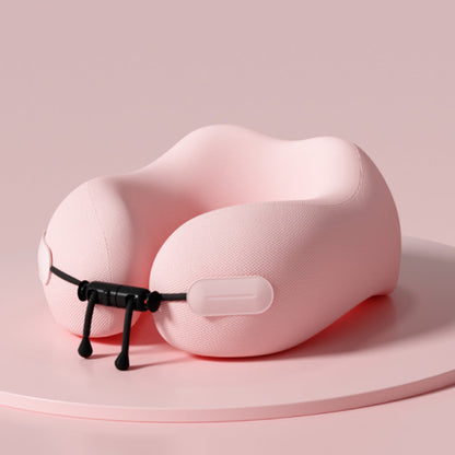 Memory Foam Travel Pillow Neck Support Pillow with Storage Case Pink