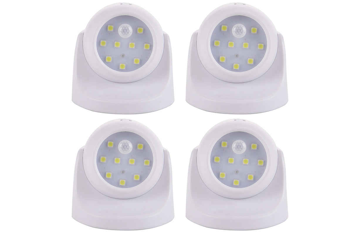 4Pcs Outdoor Safe Portable 360 Degree Battery Operated Motion Sensor Light For Walkways-White