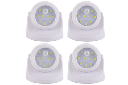 4Pcs Outdoor Safe Portable 360 Degree Battery Operated Motion Sensor Light For Walkways-White