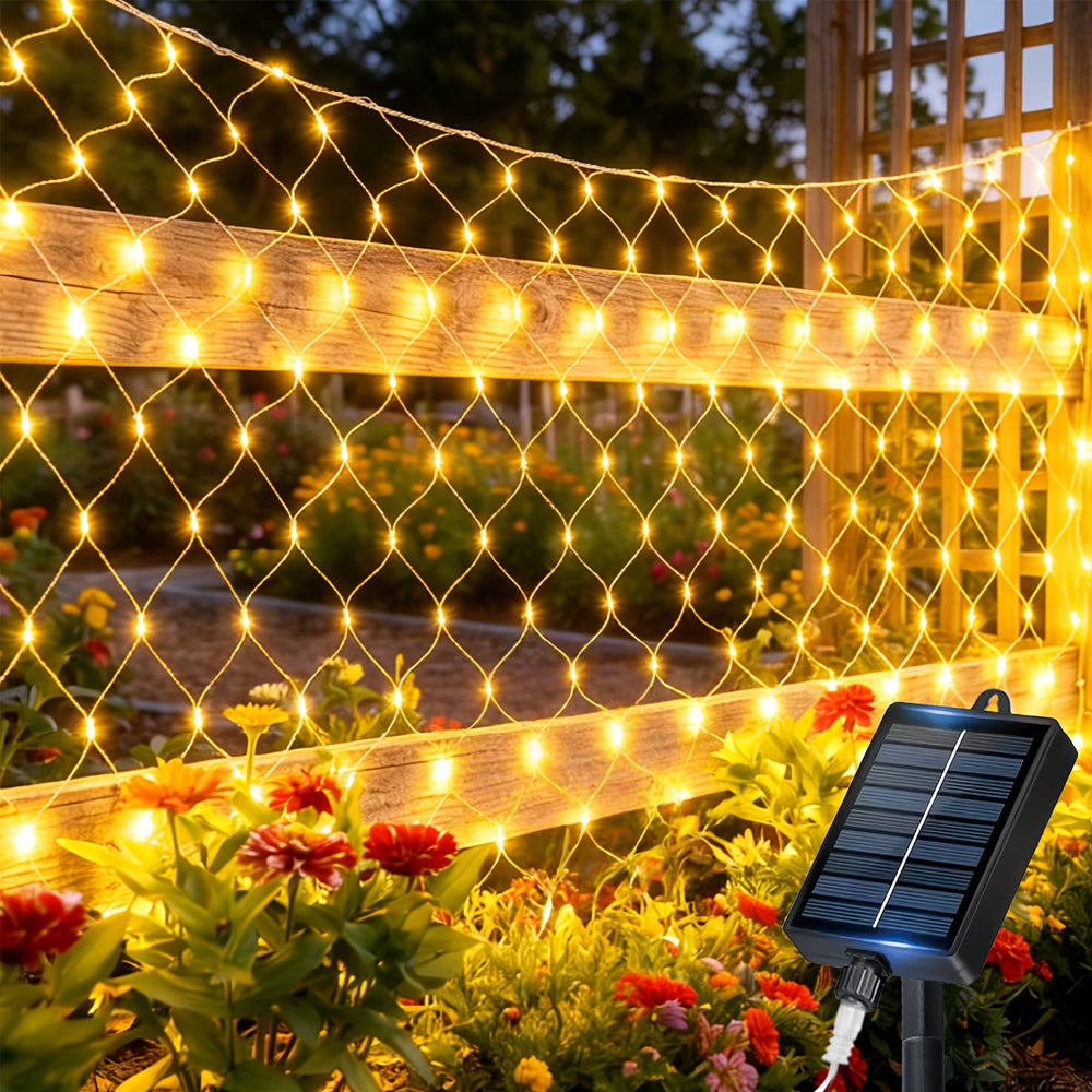 Solar Outdoor Mesh Lights Bush Lights 8 Modes Christmas Net Light - Warm White