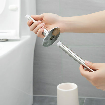 2 Pack Toilet Brush Set with Stainless Steel Handle and Holder - White