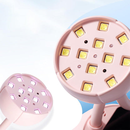 UV LED Nail Lamp Mini Cordless Gel Dryer With Adjustable Gooseneck For Gel Nails Pink