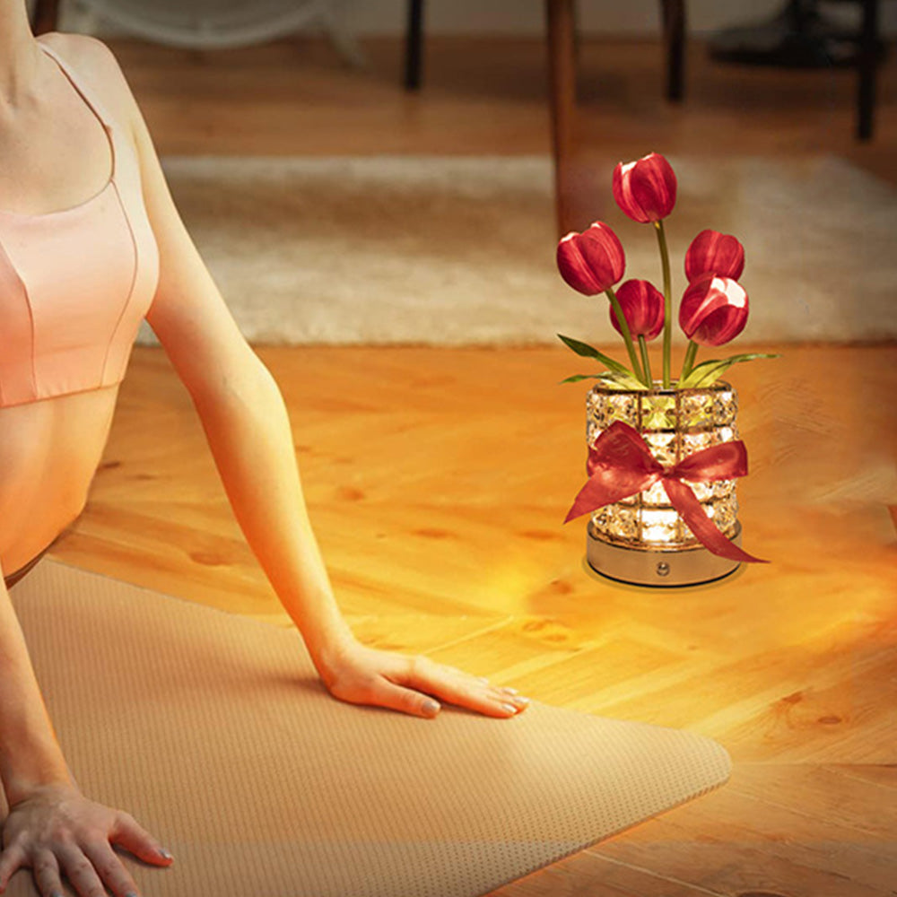 Tulip Flower Lamp Valentine¡¯s Day Gifts 3 Color Dimming Night Light -Red