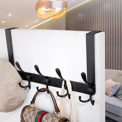 Stainless Steel Over The Door Hooks Durable Door Hangers for Kitchen Bathroom Bedroom - Black