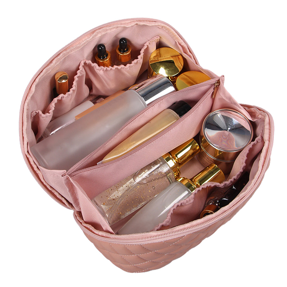 Women Cosmetic Bags Travel Cosmetic Bag For Women PU Leather Skincare Bags Toiletry Bag -Pink