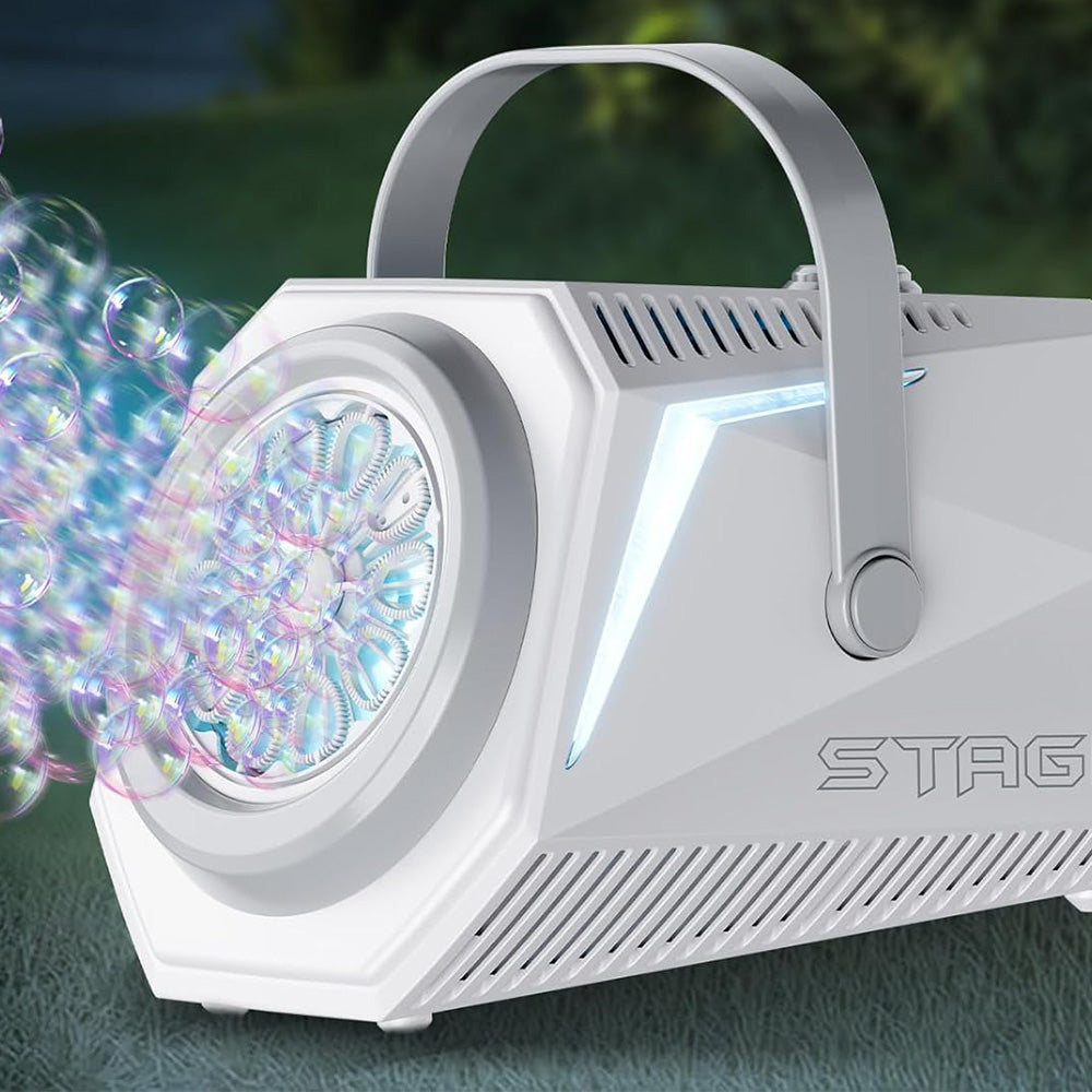 Bubble Machine Automatic Blower Remote Control LED Light for Parties Wedding-White