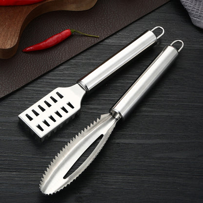 2Pcs Stainless Steel Fish Scaler Brush Scale Scraper Skin Remover Kitchen Seafood Clean Tool