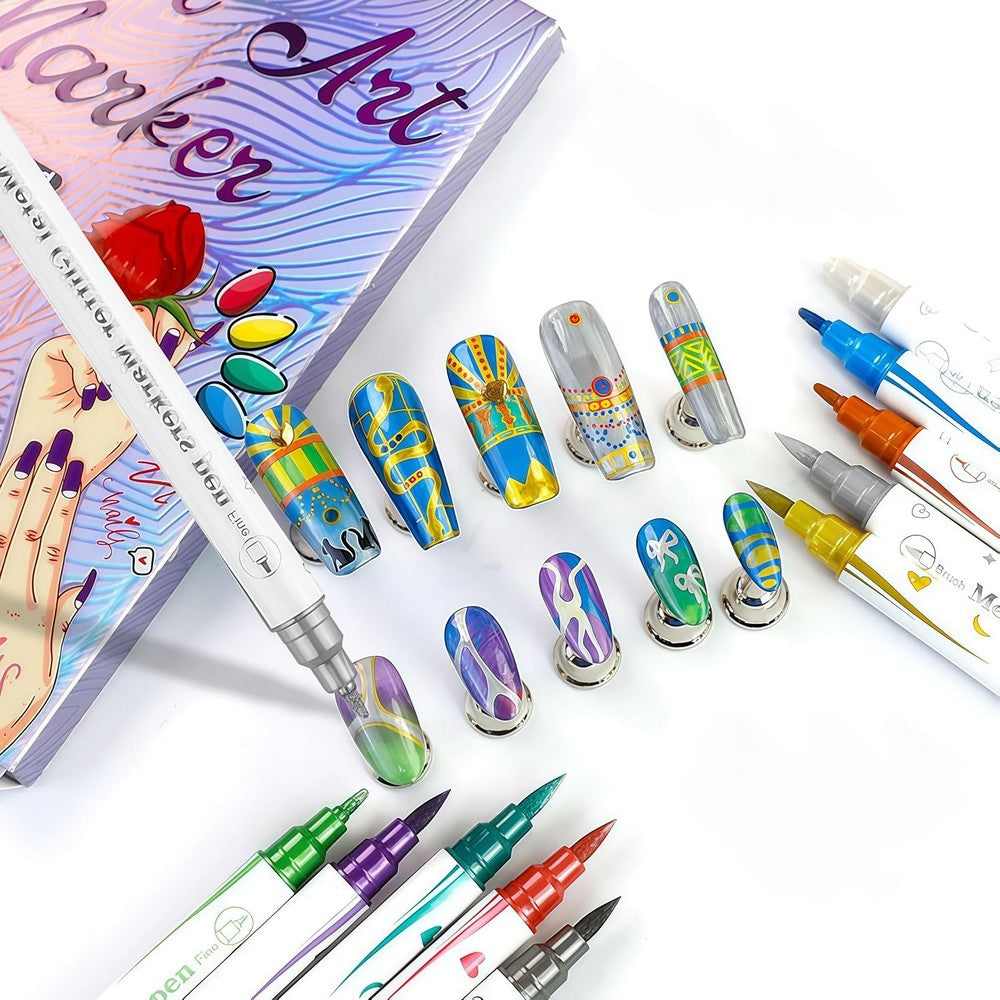 20Pcs Nail Art Pens Set Nail Art Markers for Gel Nails Graffiti Dotting Drawing