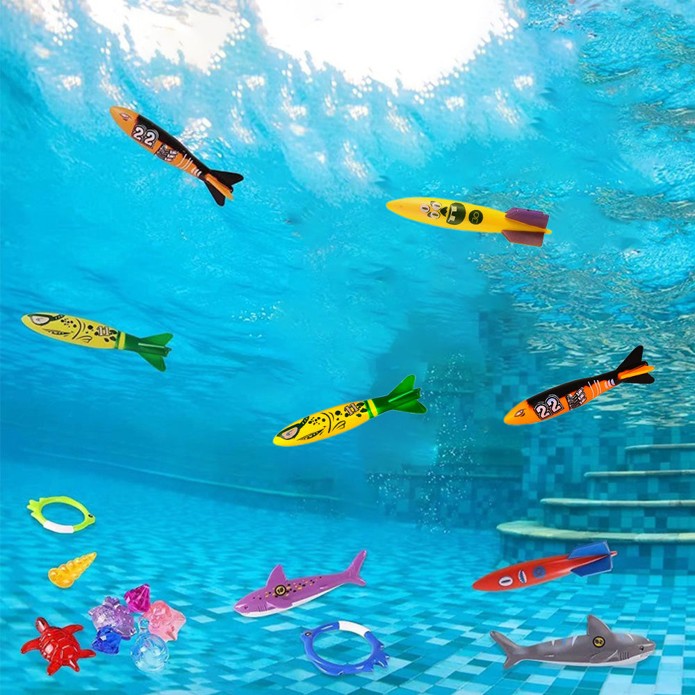20Pcs Set Summer Pool Diving Swimming Toys Underwater Fun Swim Games Sinking Toys Kit