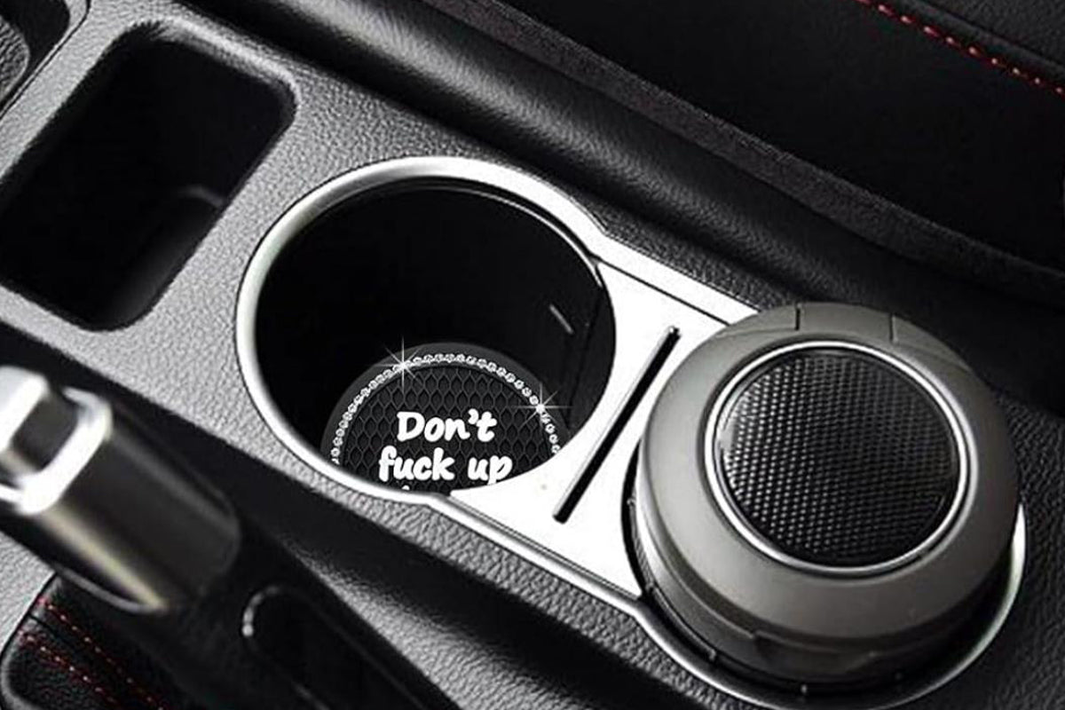 4Pcs Bling Cup Holder Coasters Auto Cup Holder Inserts Anti-Slip for Women Girls -Black